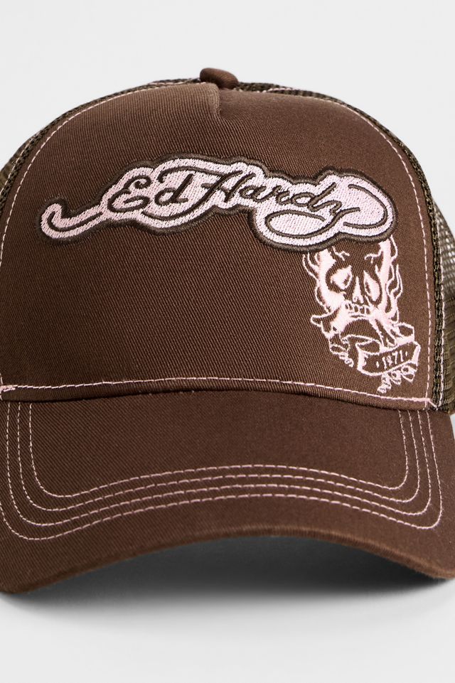 Cappello Trucker a 5 Pannelli con Appliqué a Bordo Grezzo Ed Hardy #2