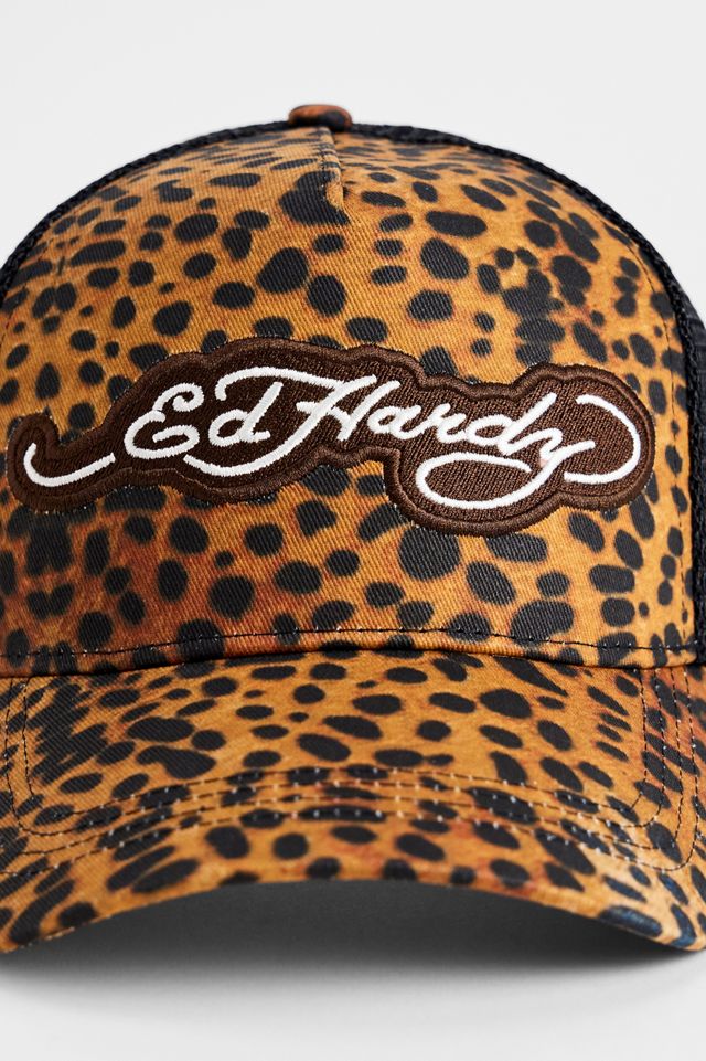 Cappello Trucker a 5 Pannelli con Stampa Leopardata Ed Hardy #2