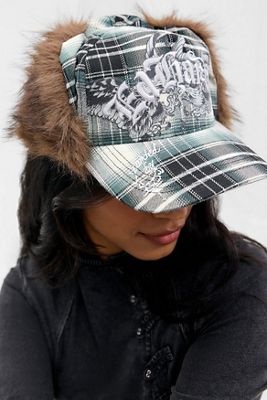 Ed Hardy Eagle Check Trapper Cap