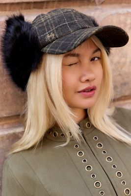 BDG Check Faux Fur Trapper Hat
