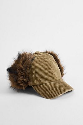BDG Cord & Kunstfell Trappermütze