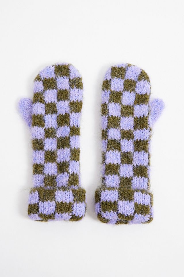 UO Fuzzy Check Mittens #1