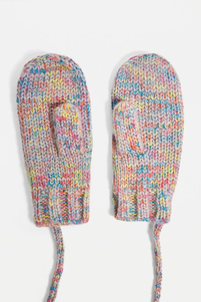 Urban Outfitters – Farbenfrohe Strickfäustlinge mit Schnur #1
