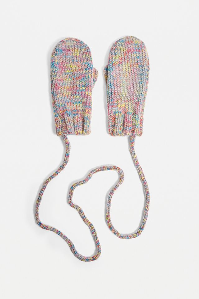 Urban Outfitters – Farbenfrohe Strickfäustlinge mit Schnur #2