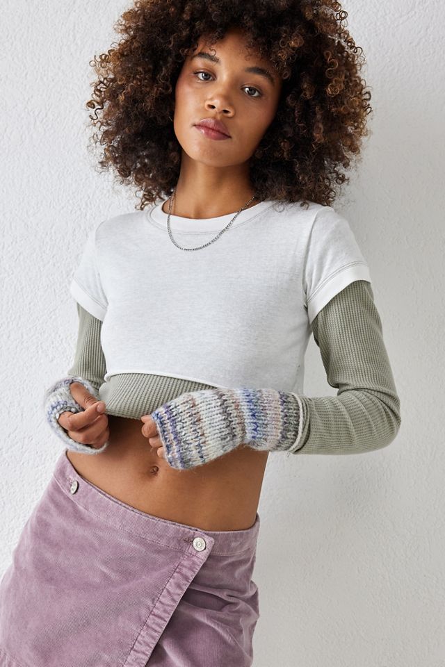 UO SpaceDye Knit Fingerless Gloves Urban Outfitters UK