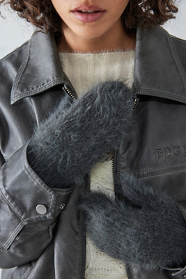 UO Eyelash Knit Stringed Mittens | Urban Outfitters UK