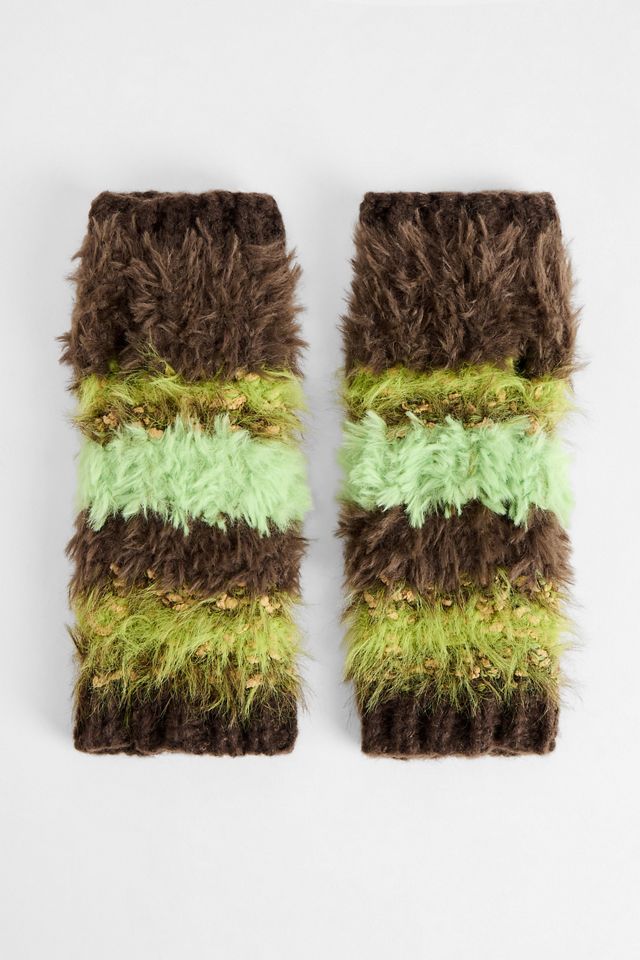 UO Stripe Teddy Fingerless Gloves #1