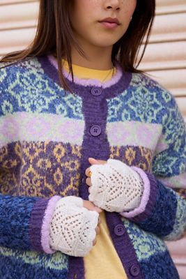 Guanti senza dita UO in maglia pointelle