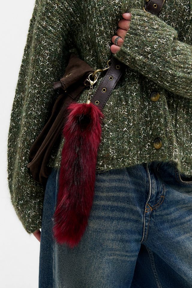 UO Burgundy Faux Fur Tail Keyring #1