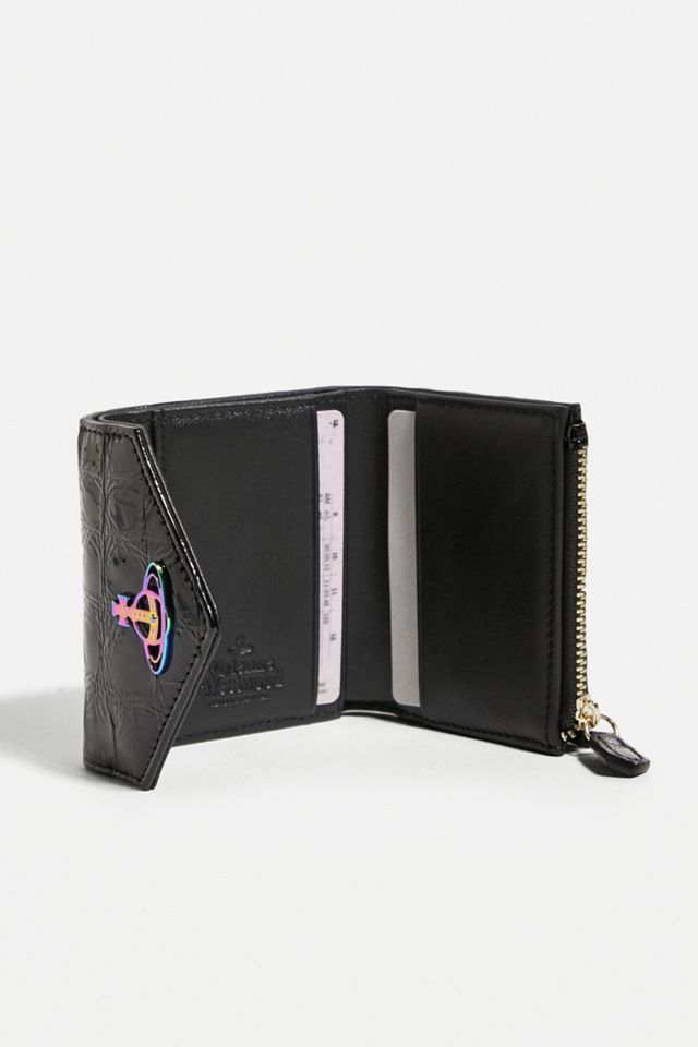 Vivienne Westwood Black Archive Orb Croc-Effect Envelope Wallet #1