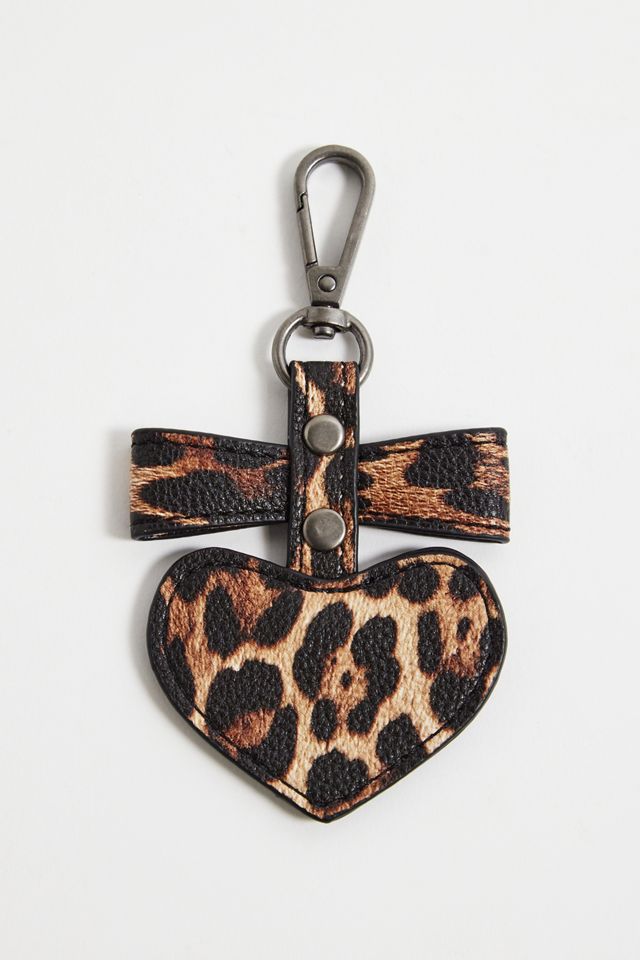 Leopard Print Heart Bow Keyring | Urban Outfitters UK