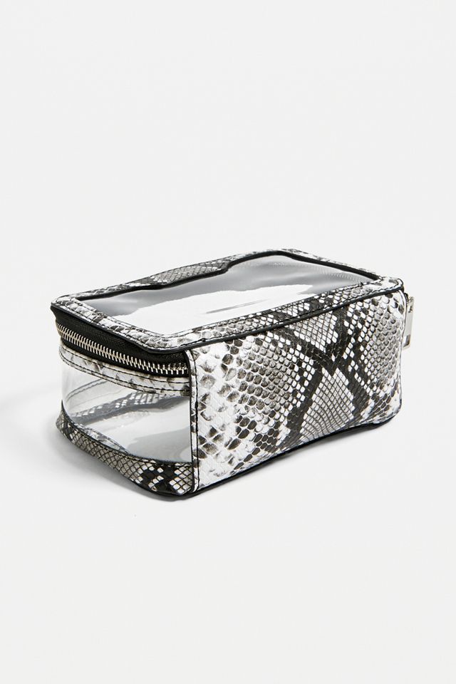 UO Snakeskin Trim Plastic Makeup Bag #3