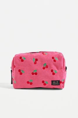 UO Novelty Embroidered Corduroy Makeup Bag - Pink ALL at Urban Outfitters
