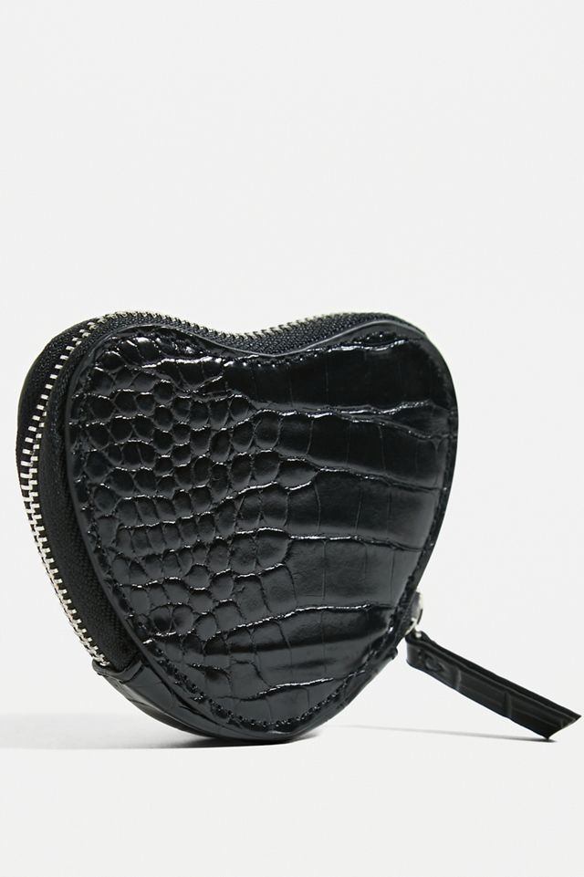 Black leather heart coin purse