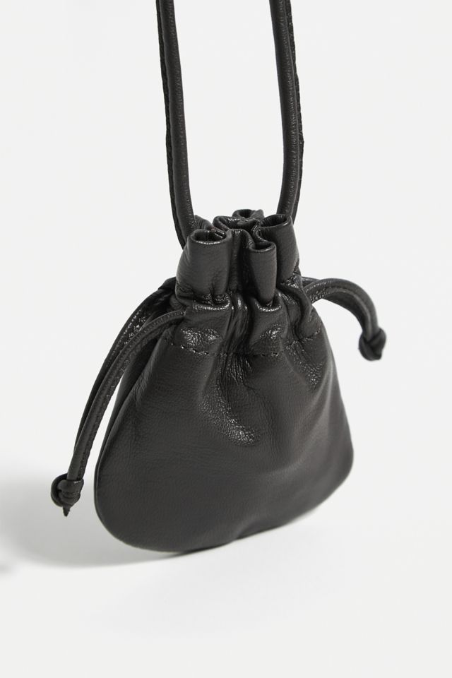 Small leather best sale drawstring pouch