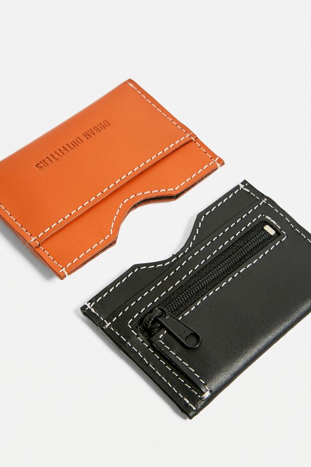 UO Contrast Stitch Leather Cardholder Wallet #1