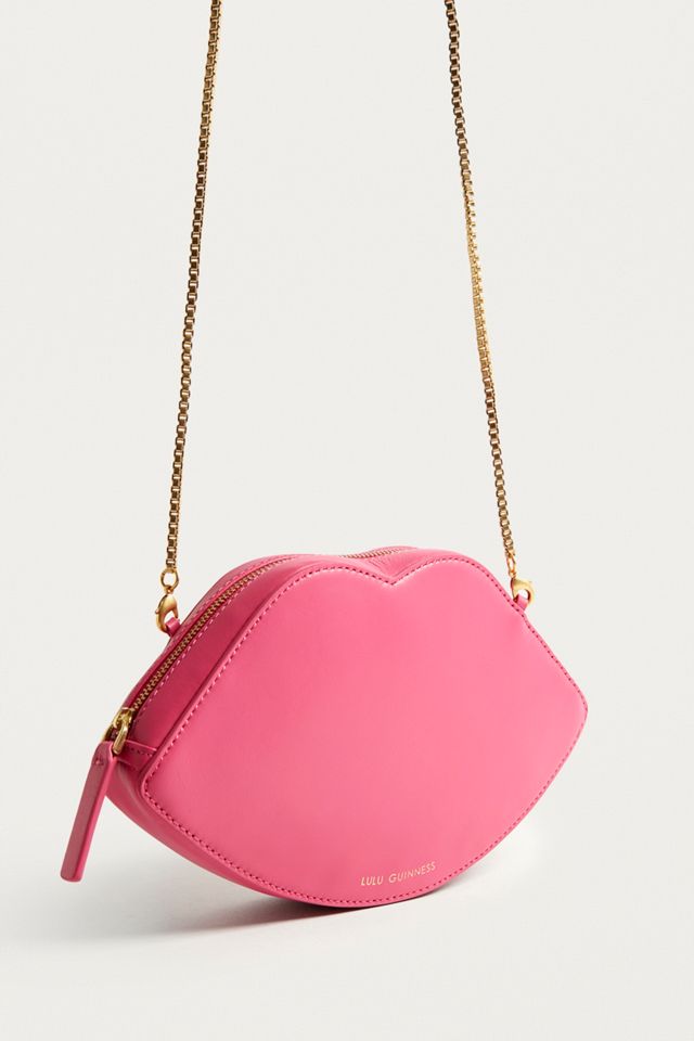 Lulu Guinness Lips Pink Leather Crossbody Bag #2