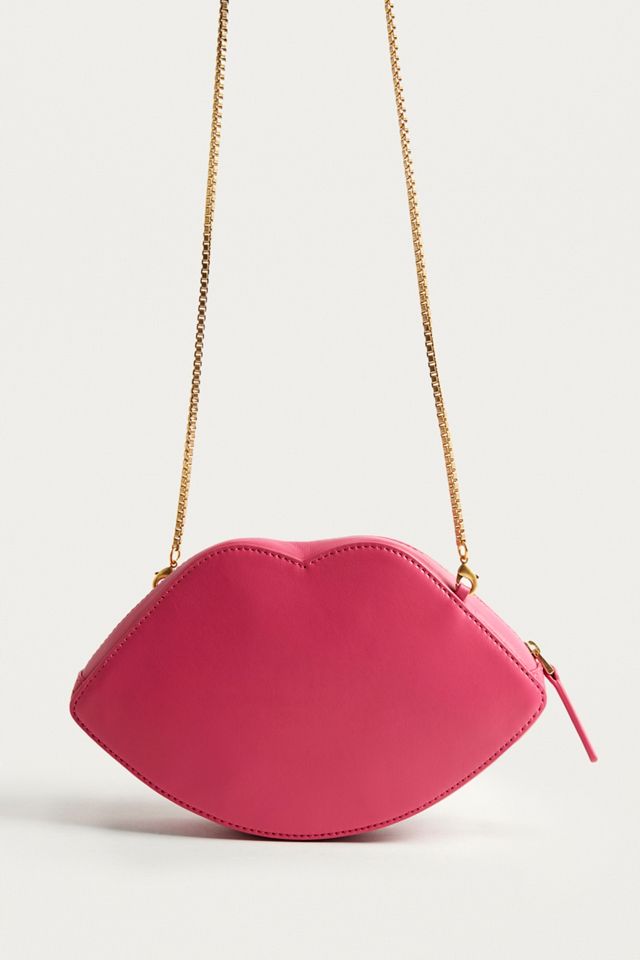 Lulu Guinness Lips Pink Leather Crossbody Bag #3