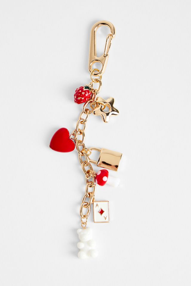 Porte-clés avec charm champignon et ourson