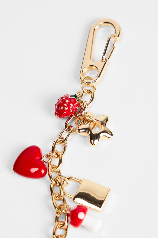 Porte-clés avec charm champignon et ourson #1