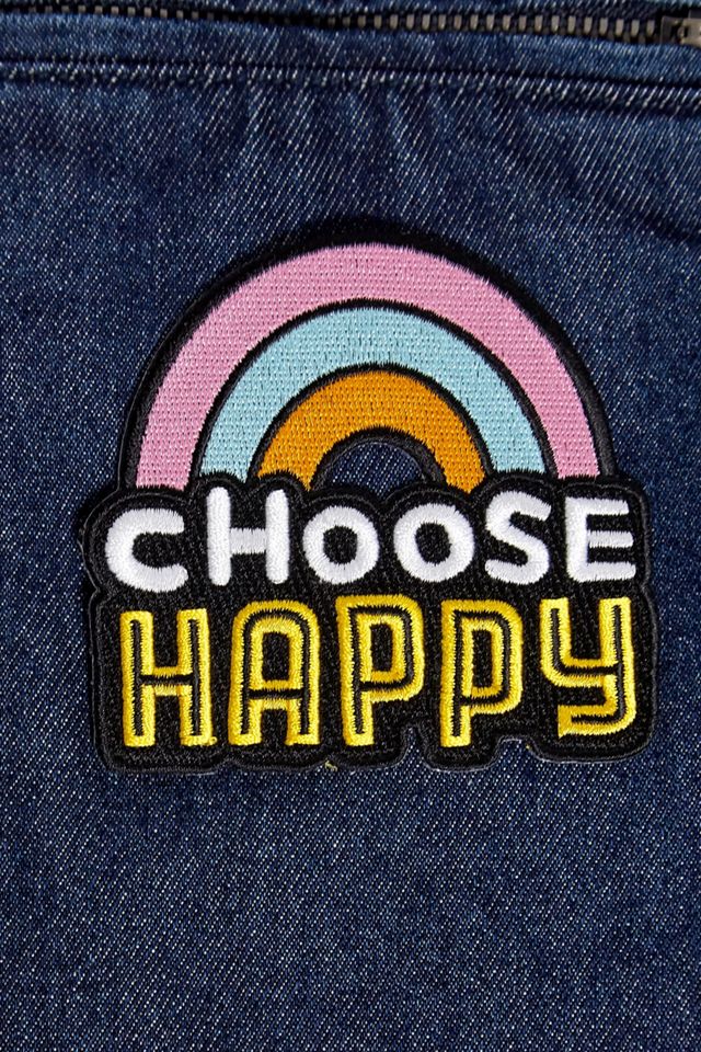 Punky Pins elige happy bordado iron on patch