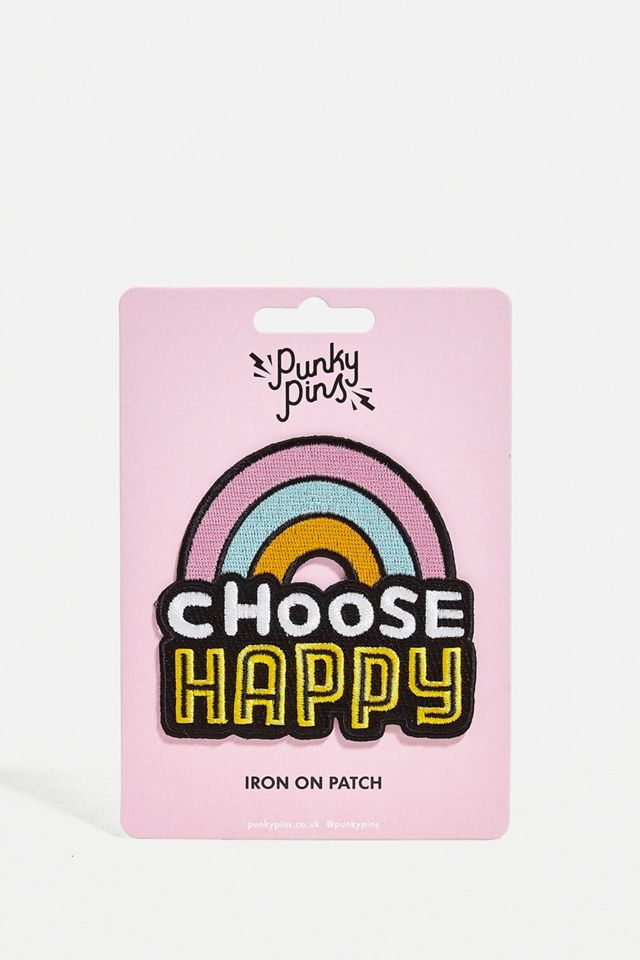 Punky Pins elige happy bordado iron on patch #1
