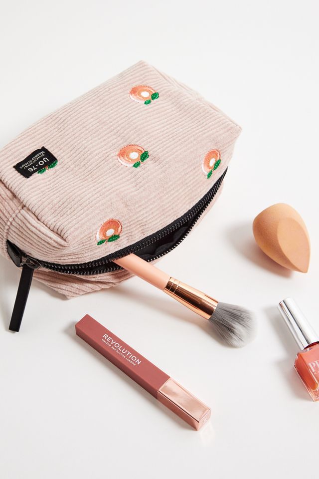 UO Peach Novelty Corduroy Makeup Bag #1