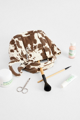Meiyuuo Make-up-Tasche Mit Kuh-Muster – Klein, Wasserdicht, Mit Mehreren Fächern