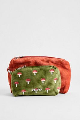 Set da 2 Trousse per Trucco in Velluto a Coste con Fungo BDG
