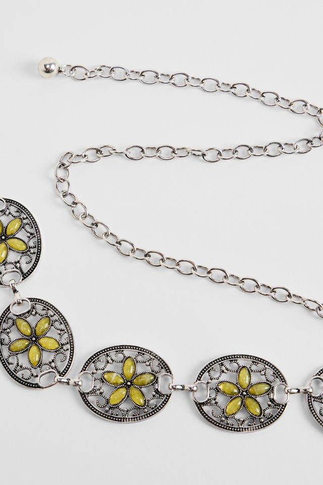 UO Ornate Flower Chain Belt #1