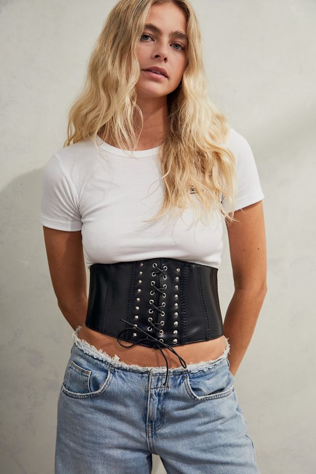 Ceinture corset en PU à lacets UO #1