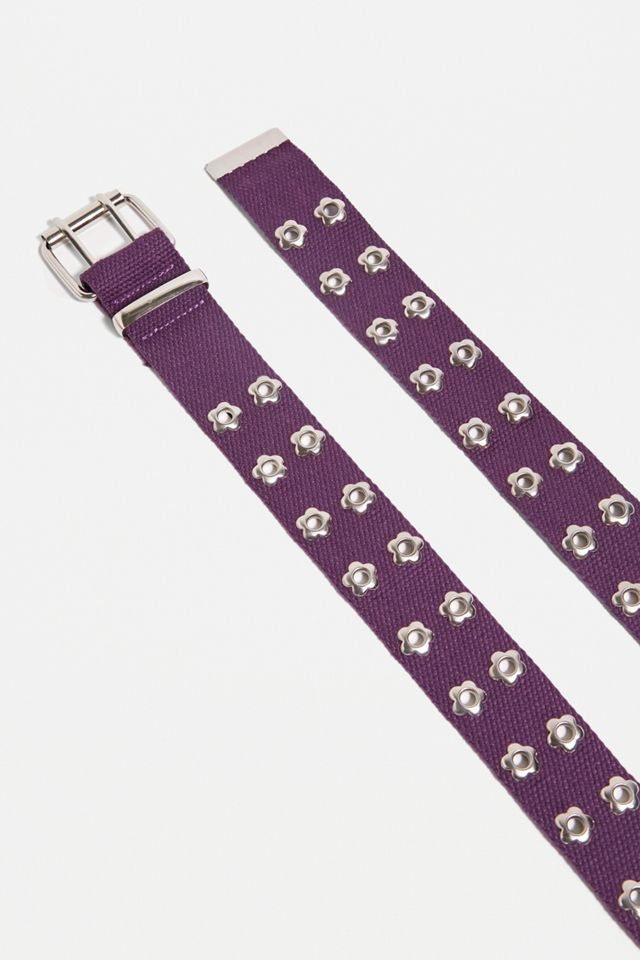 Daisy White Double Eyelet Webbing Belt #1