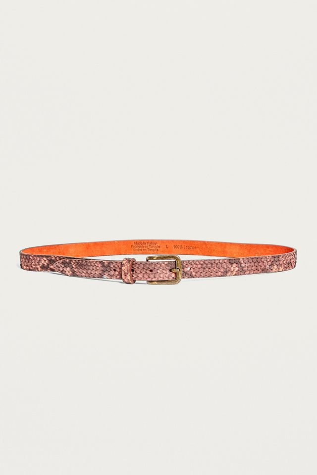 Textured Snake Print Leather Belt #2