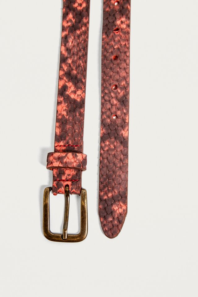 Textured Snake Print Leather Belt #3
