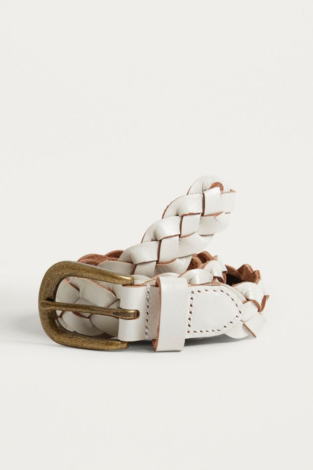 White Plaited Leather Belt #1