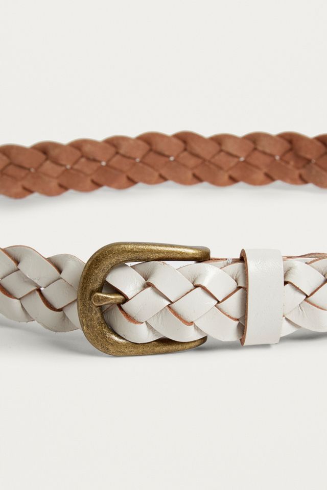 White Plaited Leather Belt #4