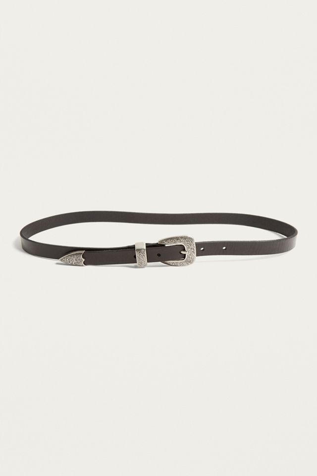 Brass Buckle Ecote Belt Ecote Metal-Tipped Leather Belt  display picture 1