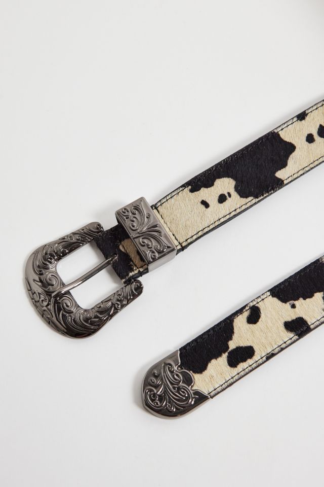 Uo Cow Print Leather Belt 