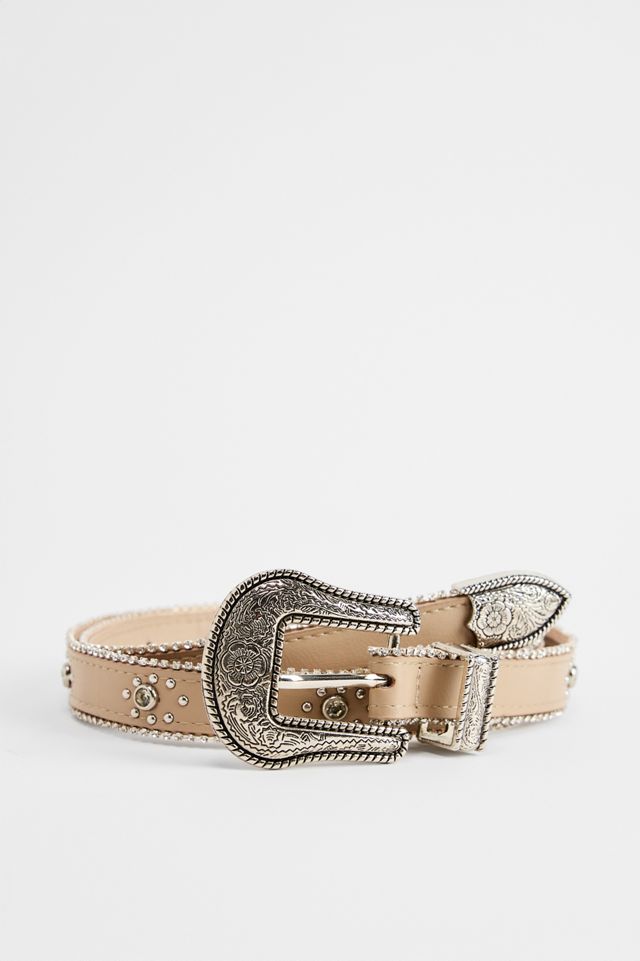 UO Diamanté Skinny Faux Leather Belt #1