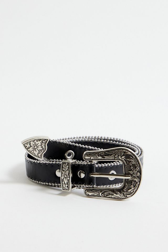 Denim Multi Eyelet Rounds Western Belt