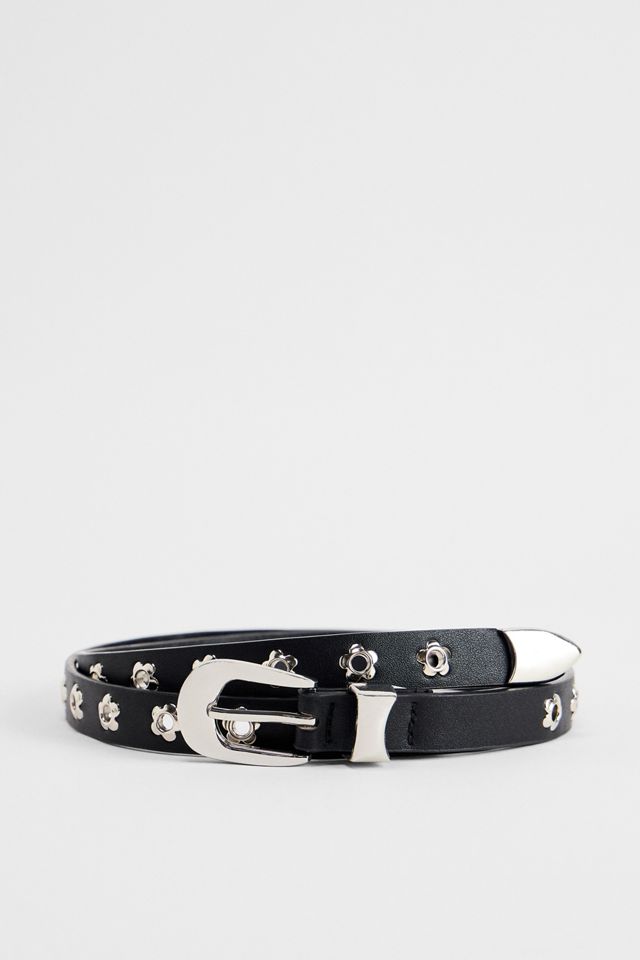 UO Flower Eyelet Skinny Faux Leather Belt  #1