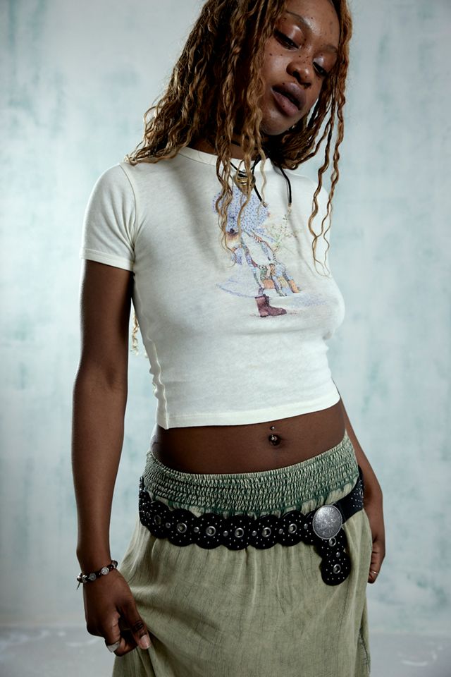 UO Mini Leather Concho Belt 