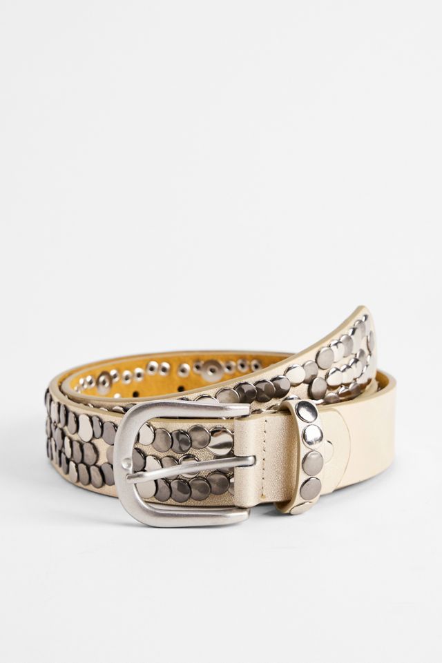 Ceinture en simili cuir crème cloutée BDG #1