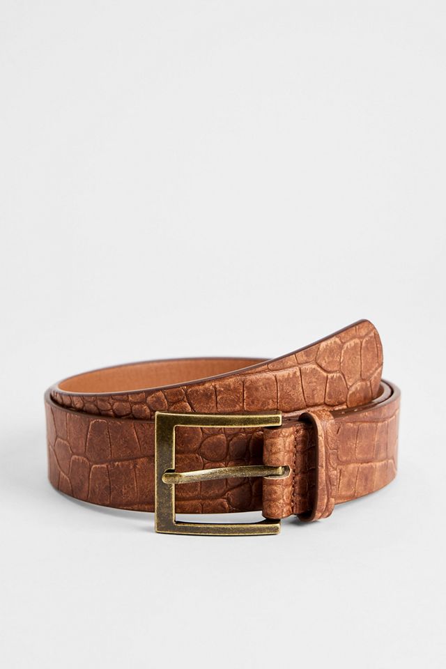 Ceinture UO en simili cuir crocodile marron #1