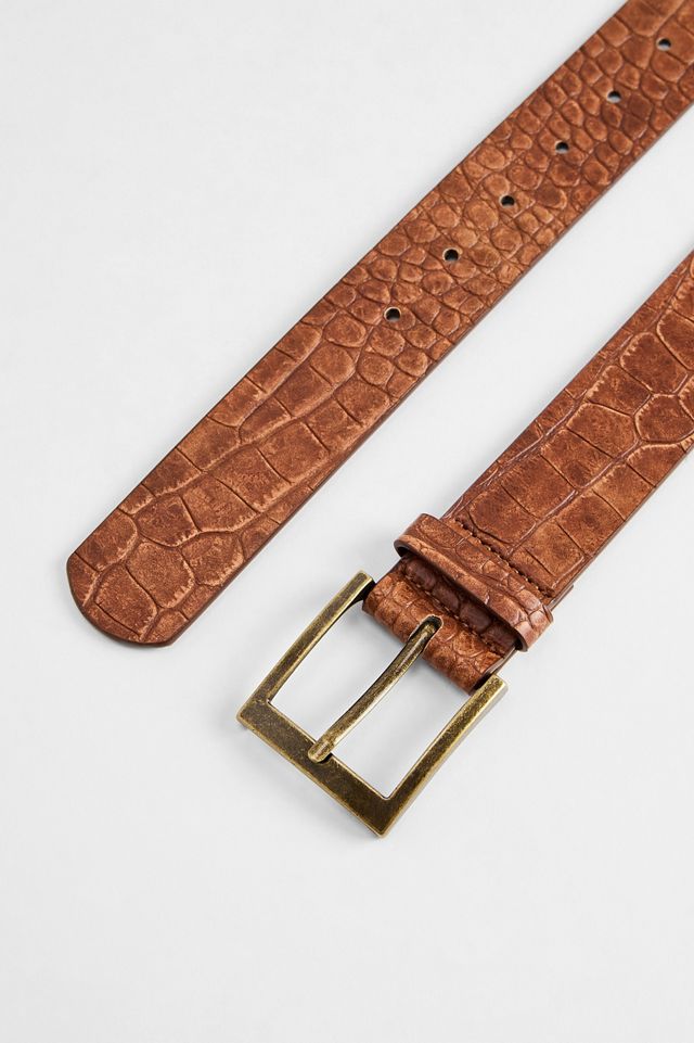 Ceinture UO en simili cuir crocodile marron #2