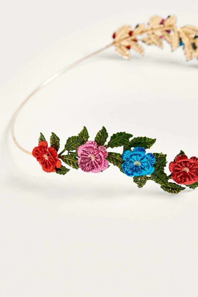 Serre-tête orné de fleurs peintes. #3
