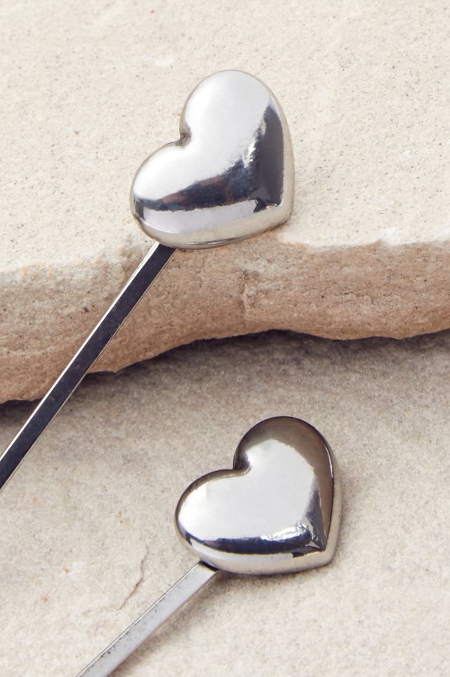 3D Heart Slide Clips 2-Pack | Urban Outfitters UK