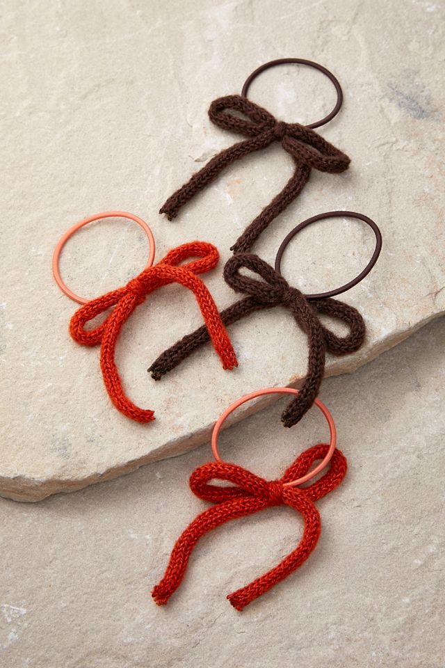 Gestricktes Schleifen-Haargummi 4er-Pack