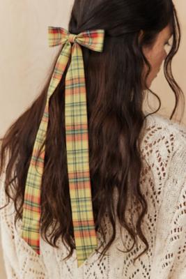 Check Hair Bow - Red at Urban Outfitters