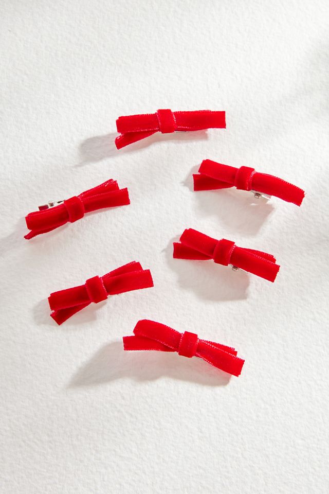 Mini Velvet Bow Clips 6-Pack